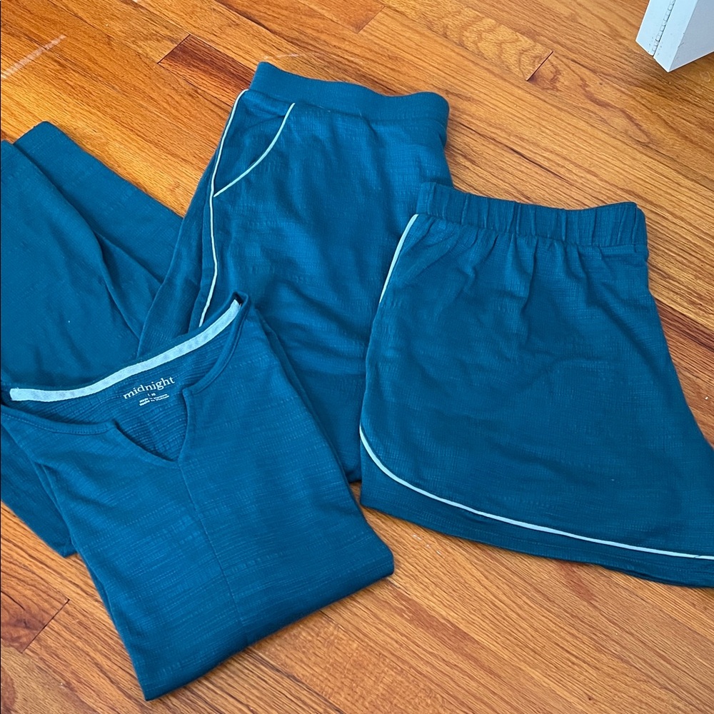 Midnight- Aqua Blue Textured Lounge Set- 3 piece